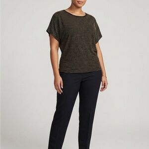 Shimmery Black & Gold Summer Soft and Stretchy Short Sleeve Knit Top